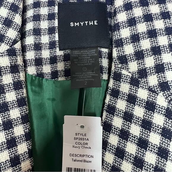 Smythe Tailored Blazer in Navy Check Size 2 NWT - Picture 6 of 8